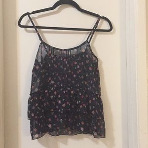 Aeropostale Floral Eyelit Tank Top